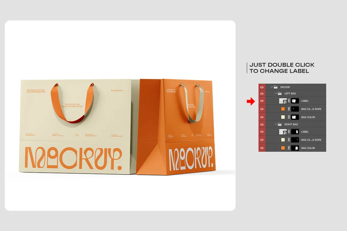 Euro Paper Tote Shopping Bag Mockup