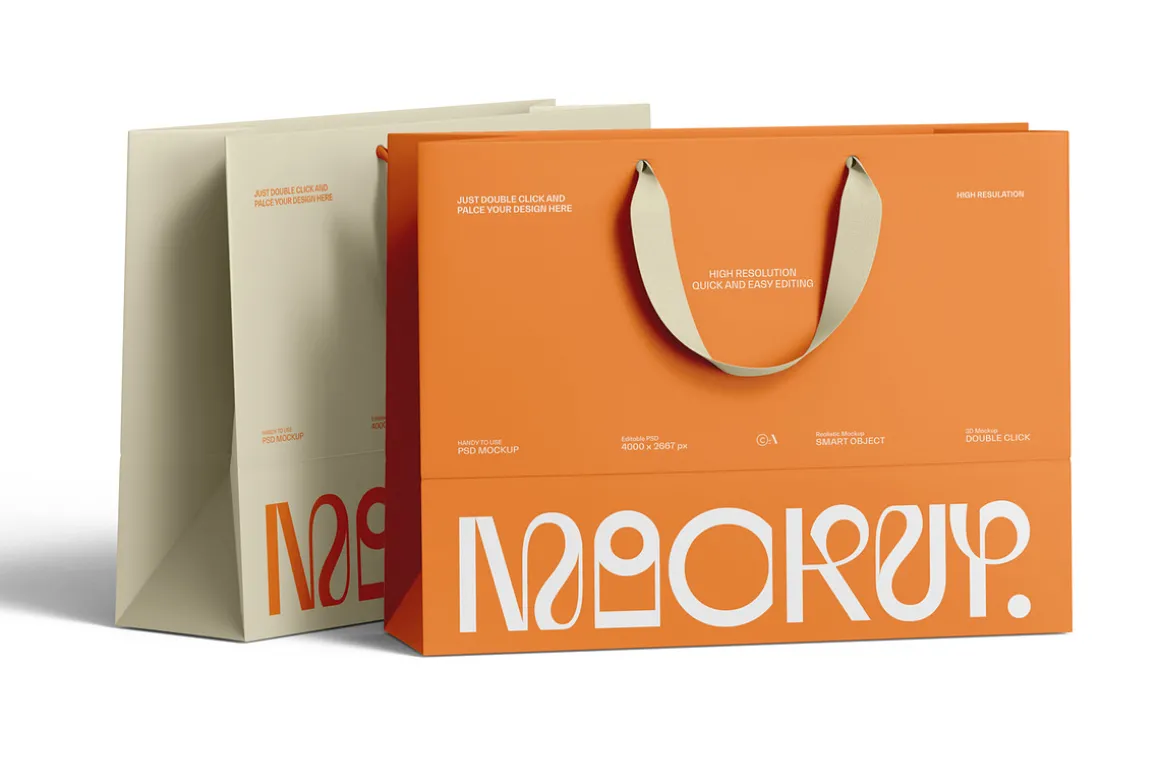 Euro Paper Tote Shopping Bag Mockup