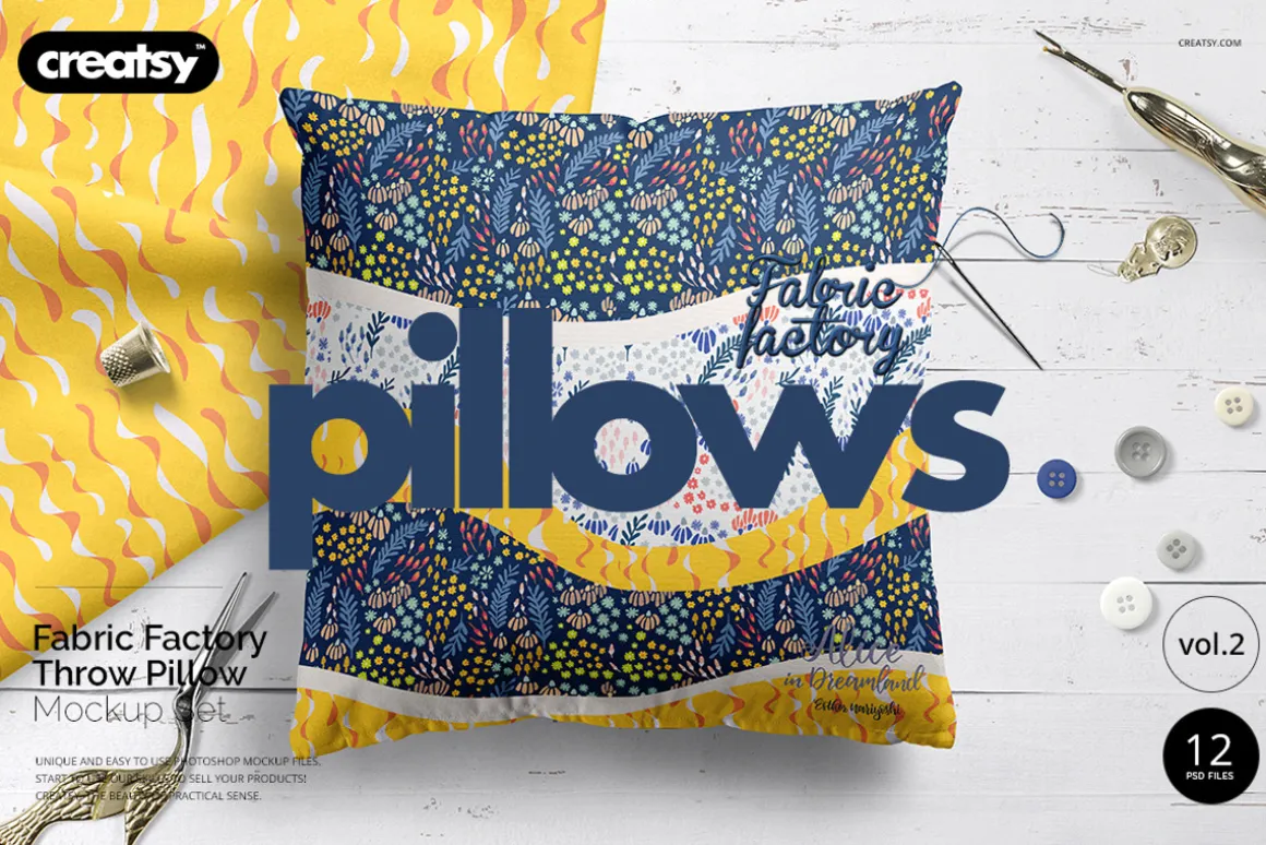 Fabric Factory vol.2: Pillow Mockup