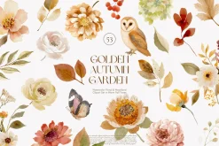 fall florals and woodland clipart