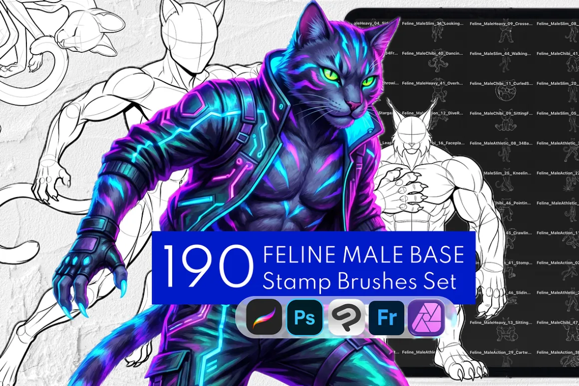 Feline Furry Male Base Stamp Brushes