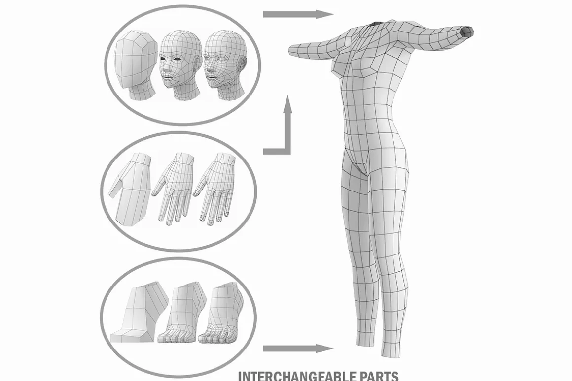 Female Body on Toes in T-Pose