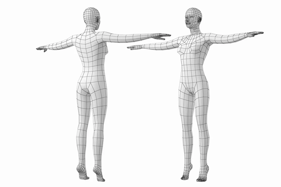 Female Body on Toes in T-Pose