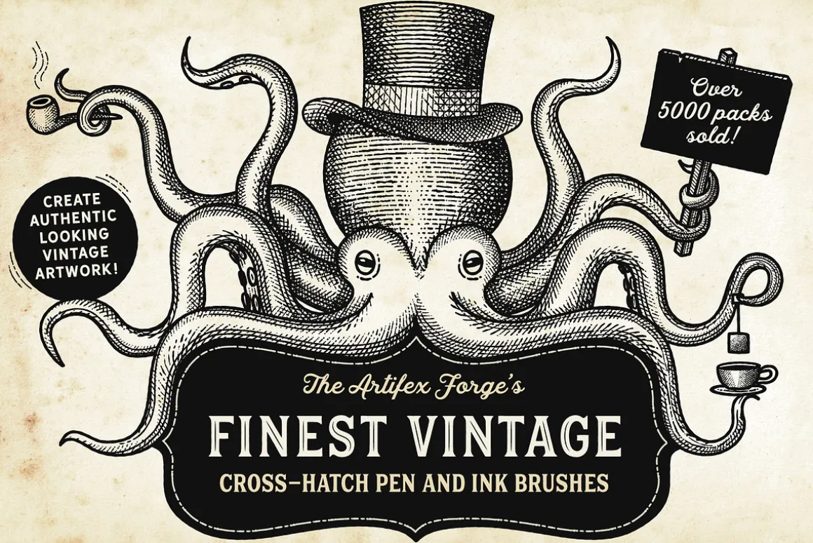 Finest Vintage - Illustrator Brushes