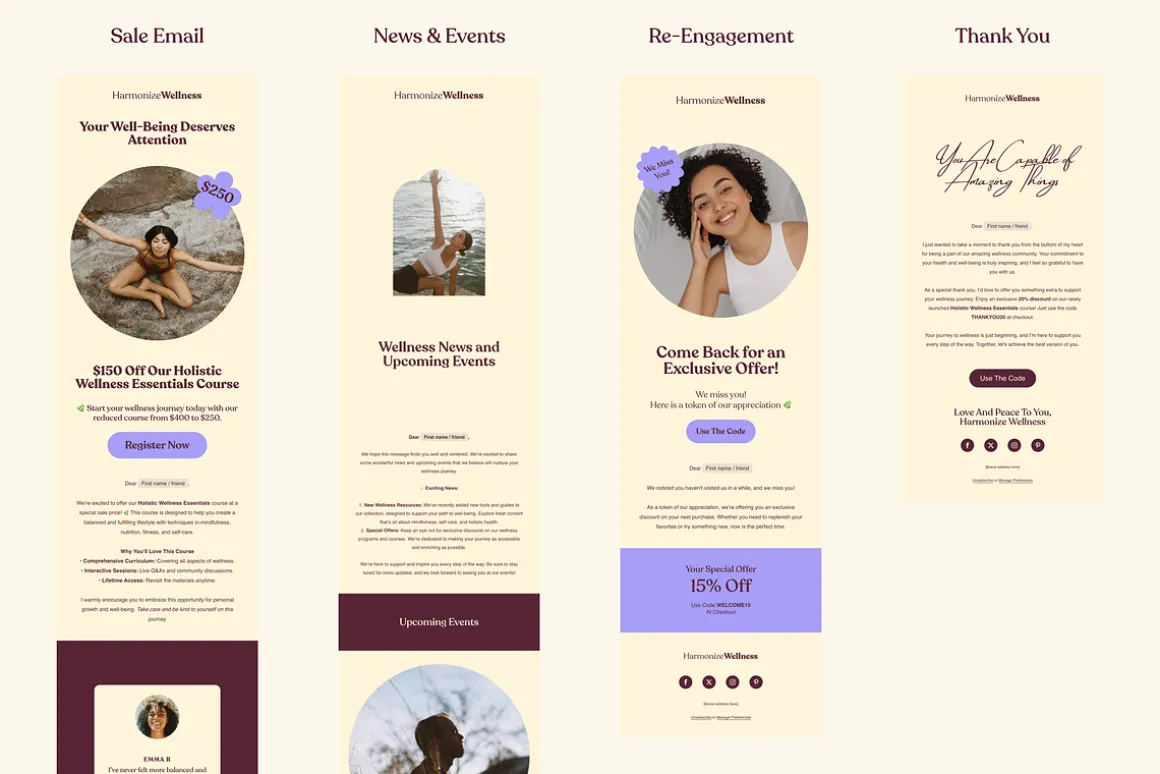 Flodesk Wellness Email Templates