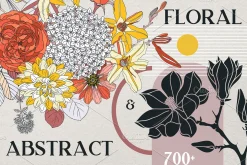 Floral Line Art. Vector Flowers Set