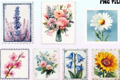 Floral Postage Stamp Clipart