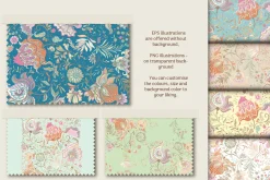Floral wonders - 4 Seamless patterns