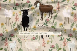 Floral goats seamless vector #1
