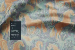 Floral horse seamless watercolor set