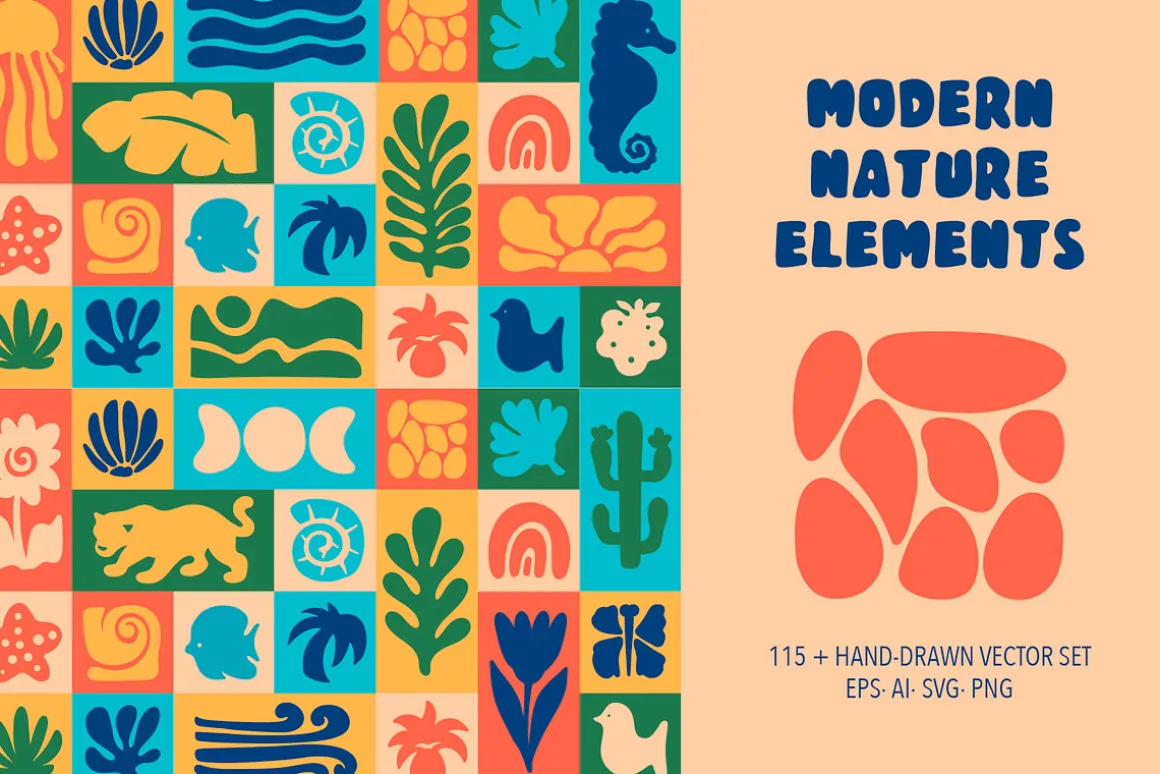 Floral & Wildlife Mosaic. Design Kit