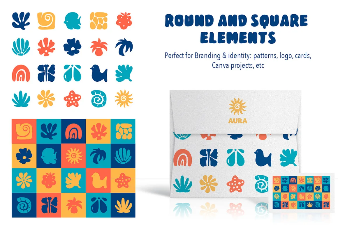 Floral & Wildlife Mosaic. Design Kit