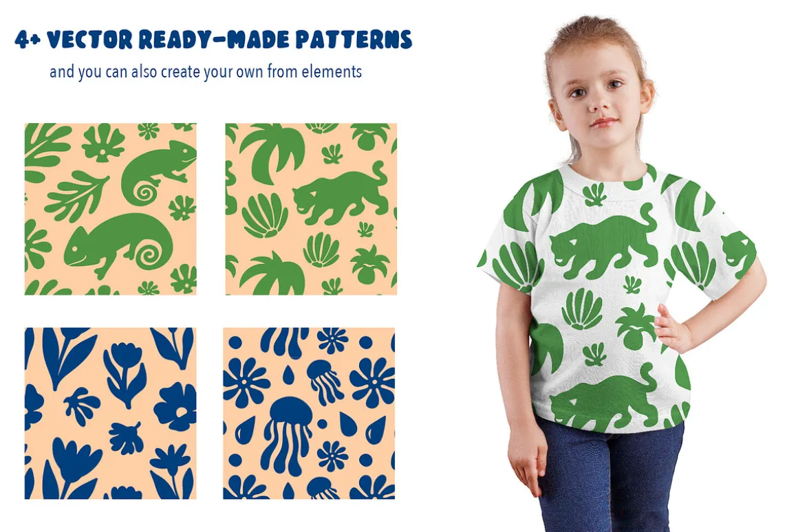 Floral & Wildlife Mosaic. Design Kit