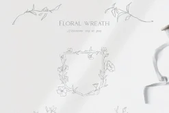 Floral wreath, flower monogram frame