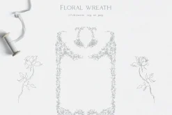 Floral wreath, flower monogram frame