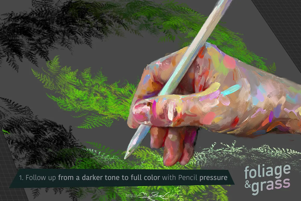 60 Foliage & Grass Procreate brushes