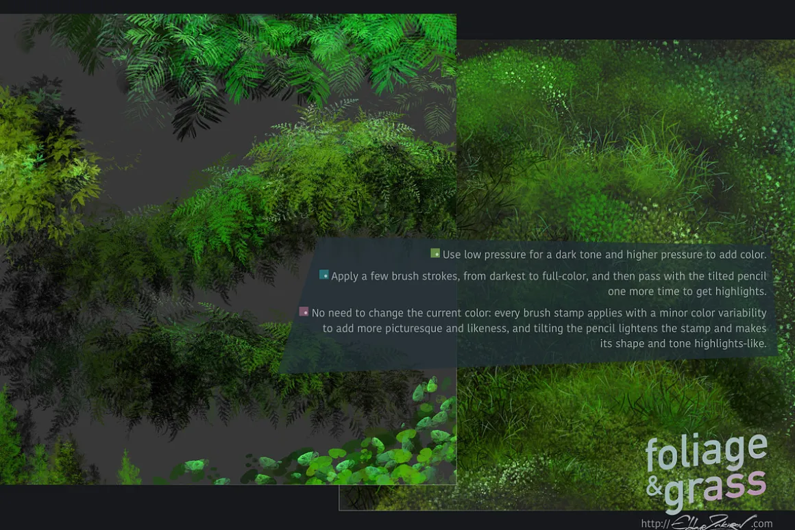 60 Foliage & Grass Procreate brushes