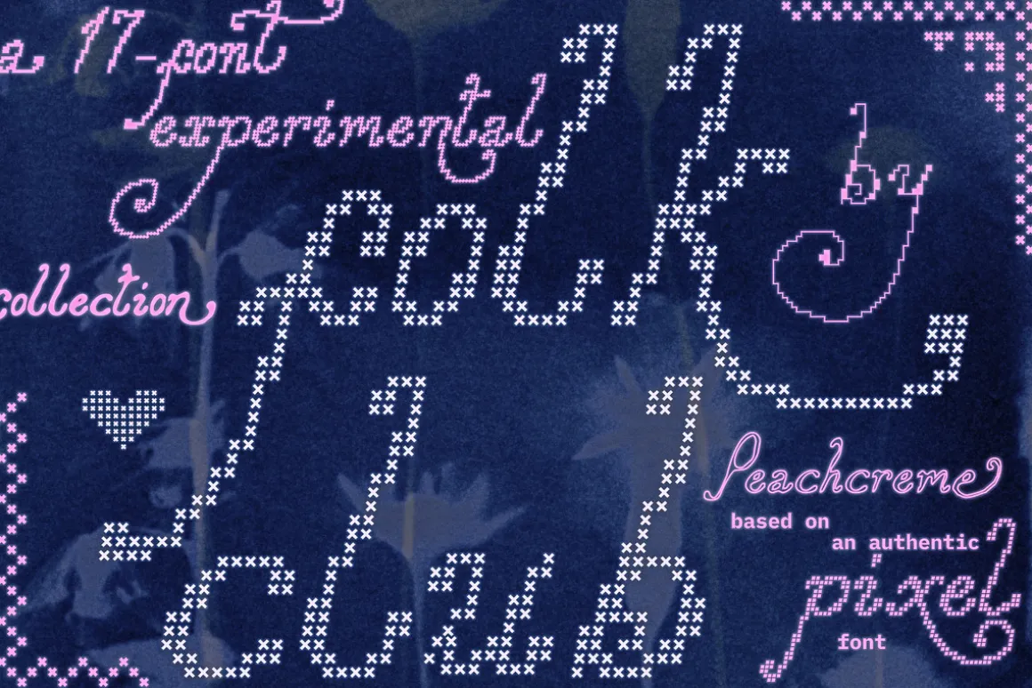 Folk Club // 17 Font Set (Pixel)