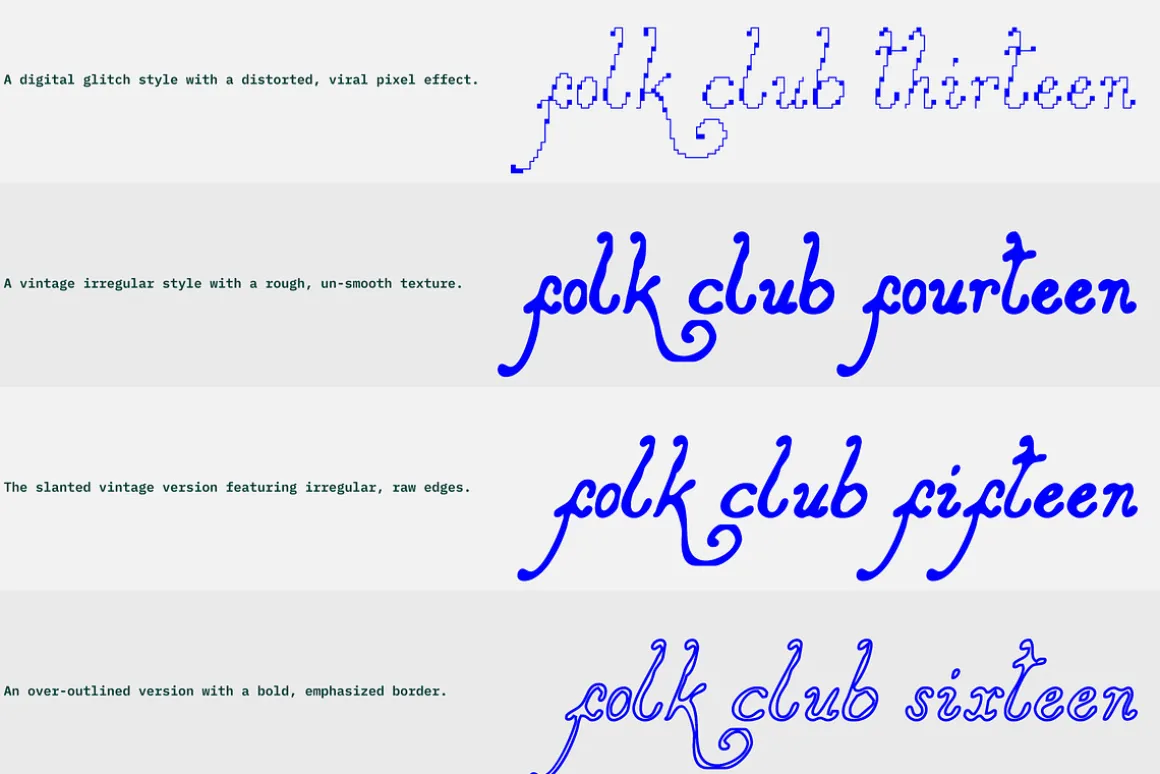 Folk Club // 17 Font Set (Pixel)