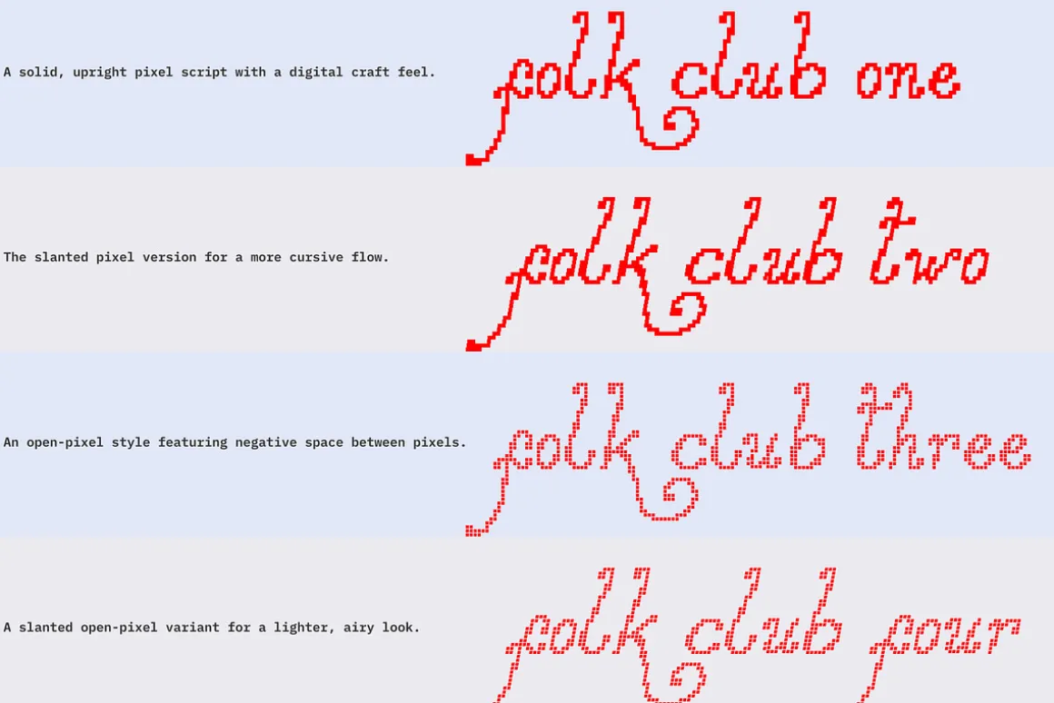 Folk Club // 17 Font Set (Pixel)