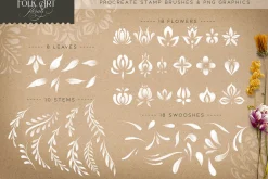 Folk Art Floral Procreate Brush Kit