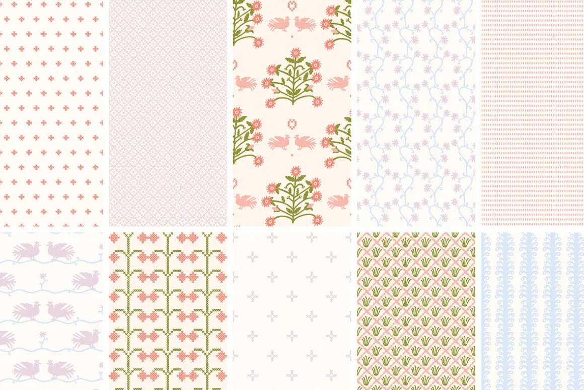 Folk Embroidery. Seamless Patterns