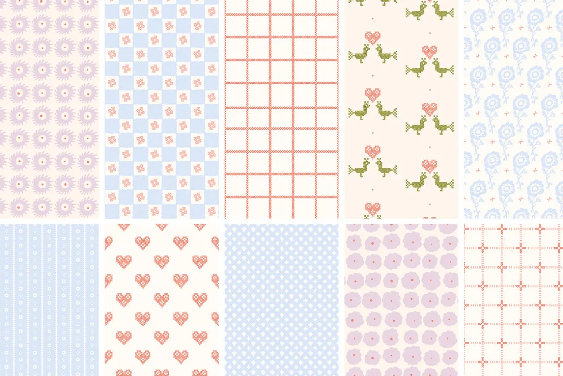 Folk Embroidery. Seamless Patterns