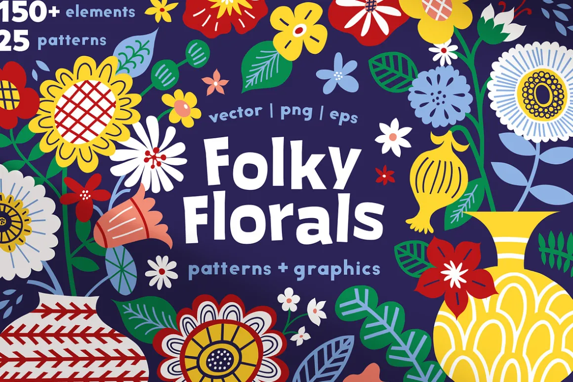 Folky Florals Patterns & Graphics