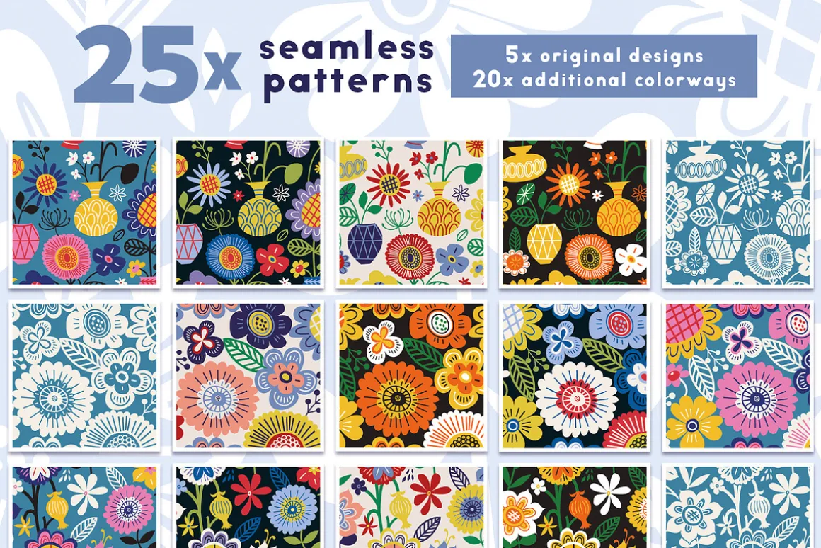 Folky Florals Patterns & Graphics