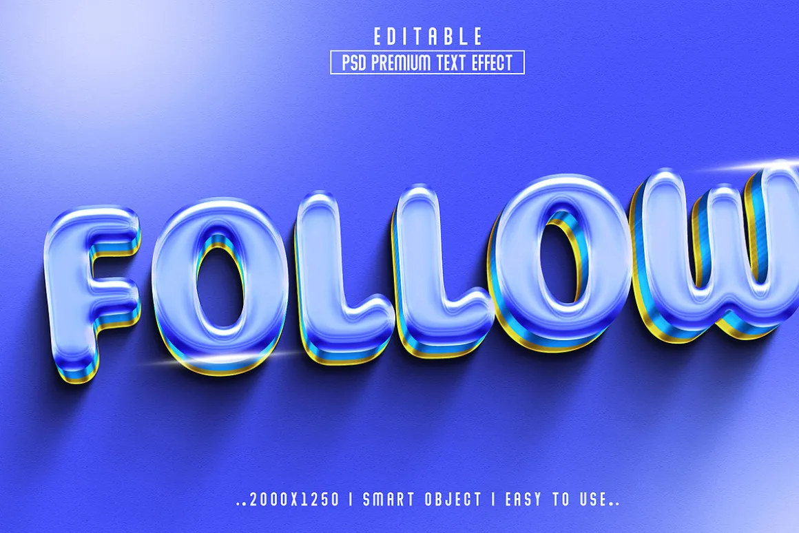 Follow 3D Text Effect Style