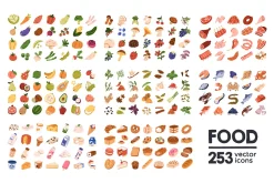Food, groceries icons, big set