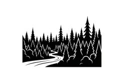 Forest Landscape Silhouettes Set