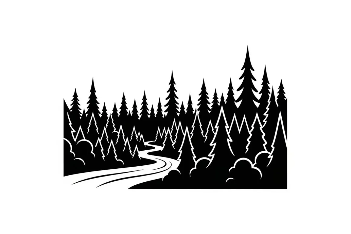 Forest Landscape Silhouettes Set