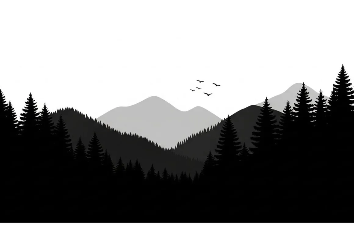 Forest Landscape Silhouettes Set