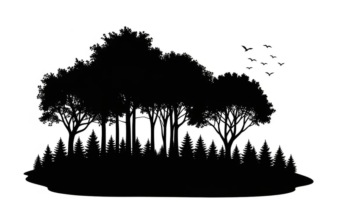 Forest Landscape Silhouettes Set