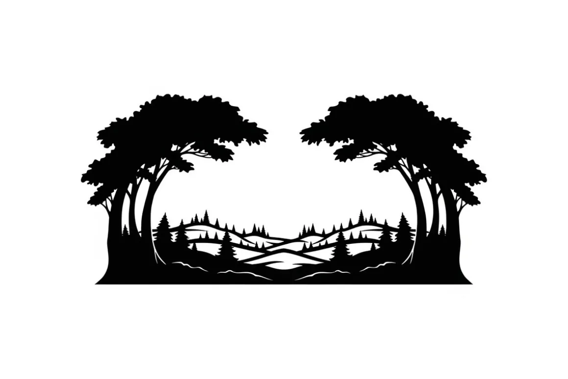 Forest Landscape Silhouettes Set