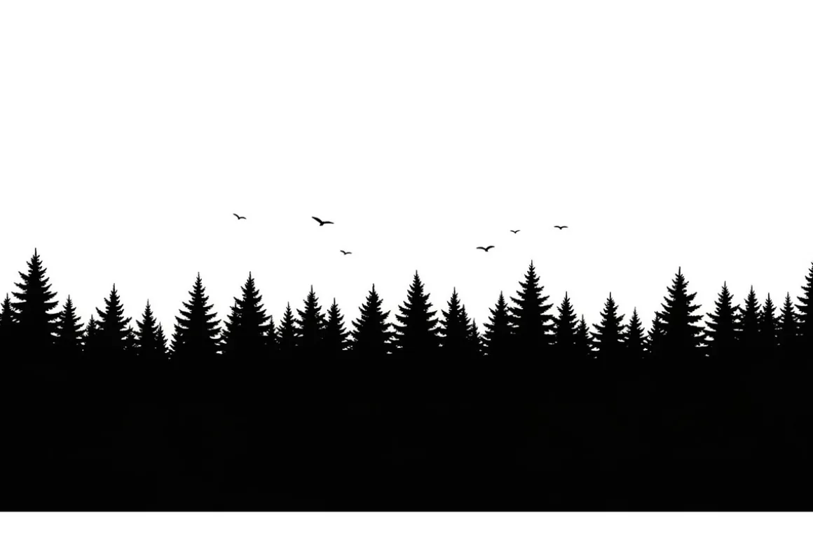 Forest Landscape Silhouettes Set