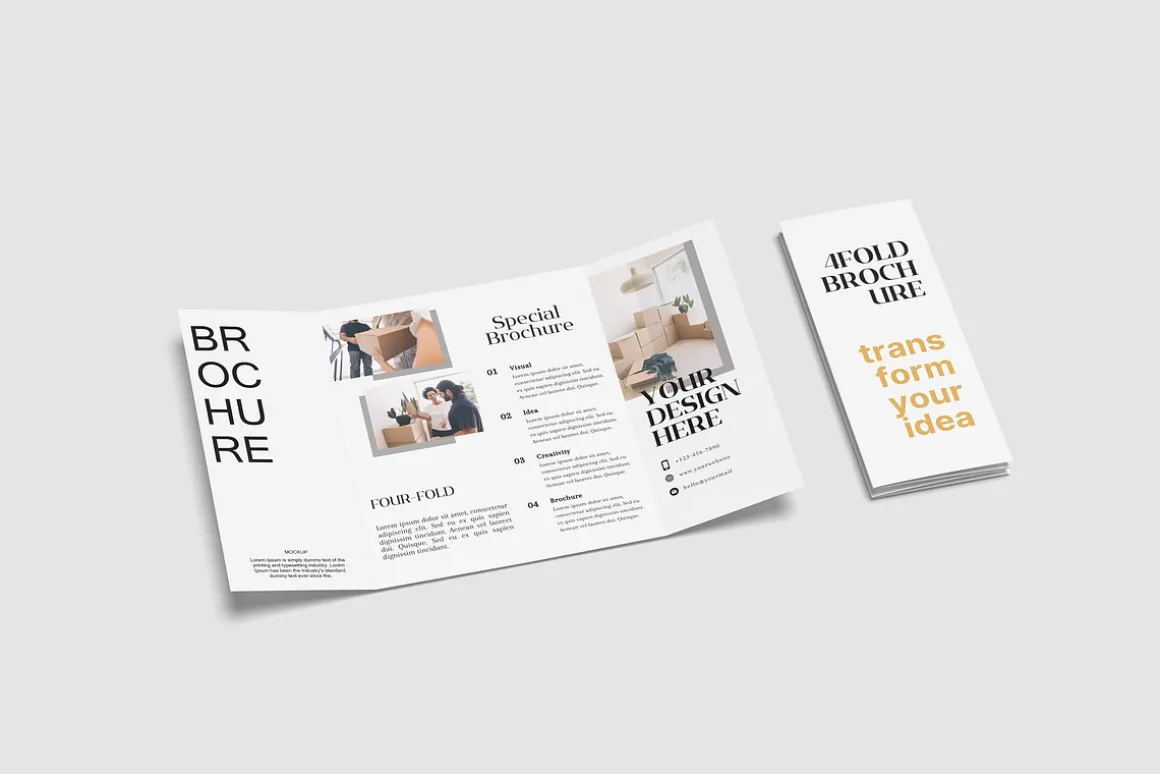 Four-Fold (4 fold) Brochure Mockups