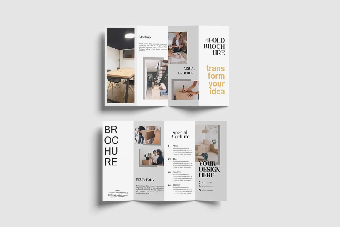 Four-Fold (4 fold) Brochure Mockups