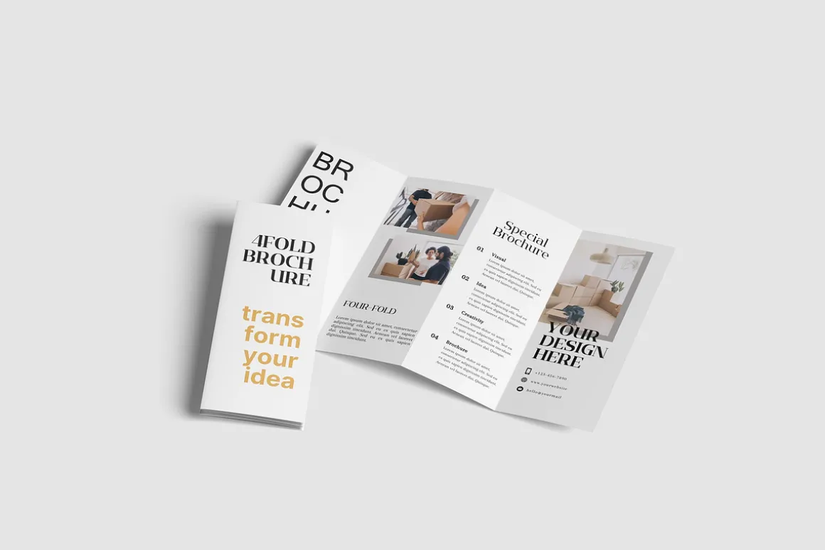 Four-Fold (4 fold) Brochure Mockups