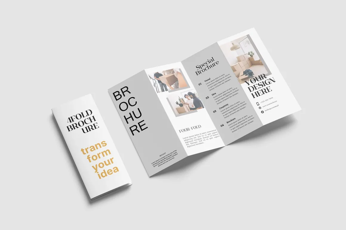 Four-Fold (4 fold) Brochure Mockups