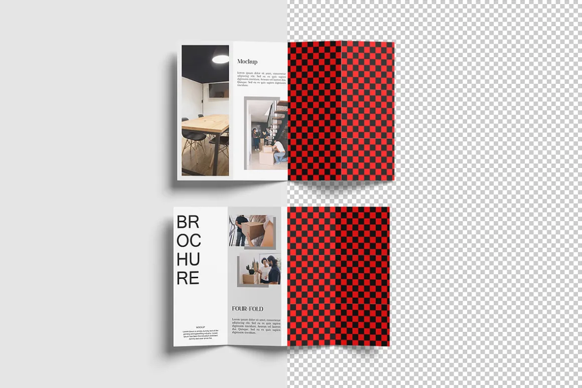Four-Fold (4 fold) Brochure Mockups
