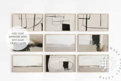 Frame Mockup TV Gallery Wall Rustic