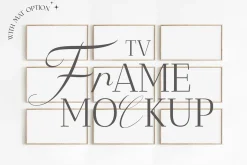Frame Mockup TV Gallery Wall Rustic