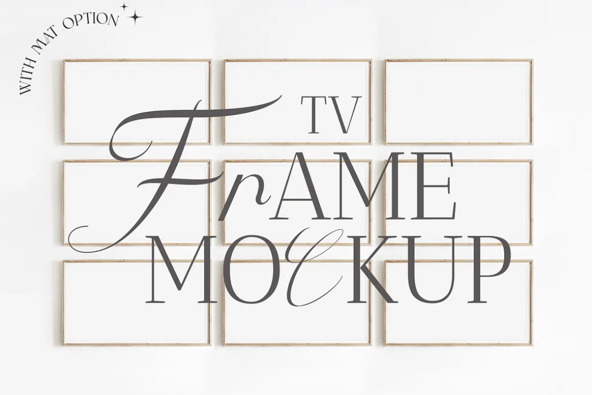 Frame Mockup TV Gallery Wall Rustic