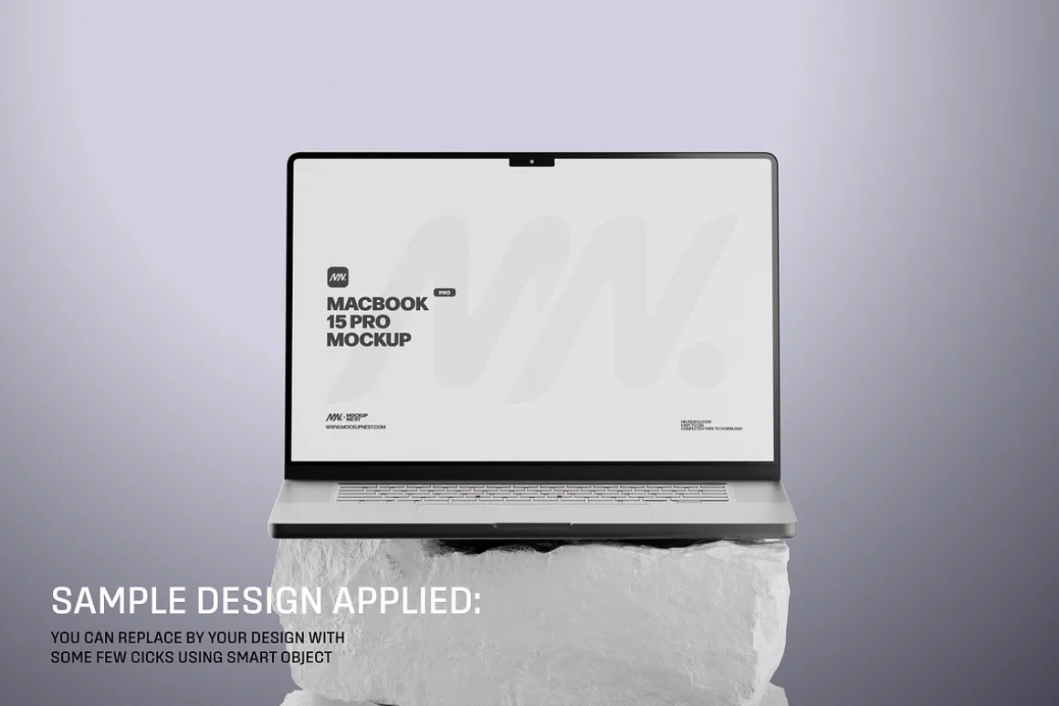 Front View MacBook Pro on Stone Surf