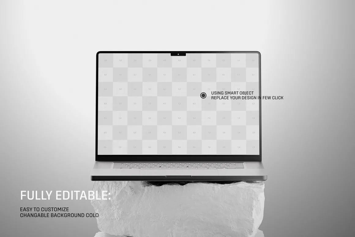 Front View MacBook Pro on Stone Surf