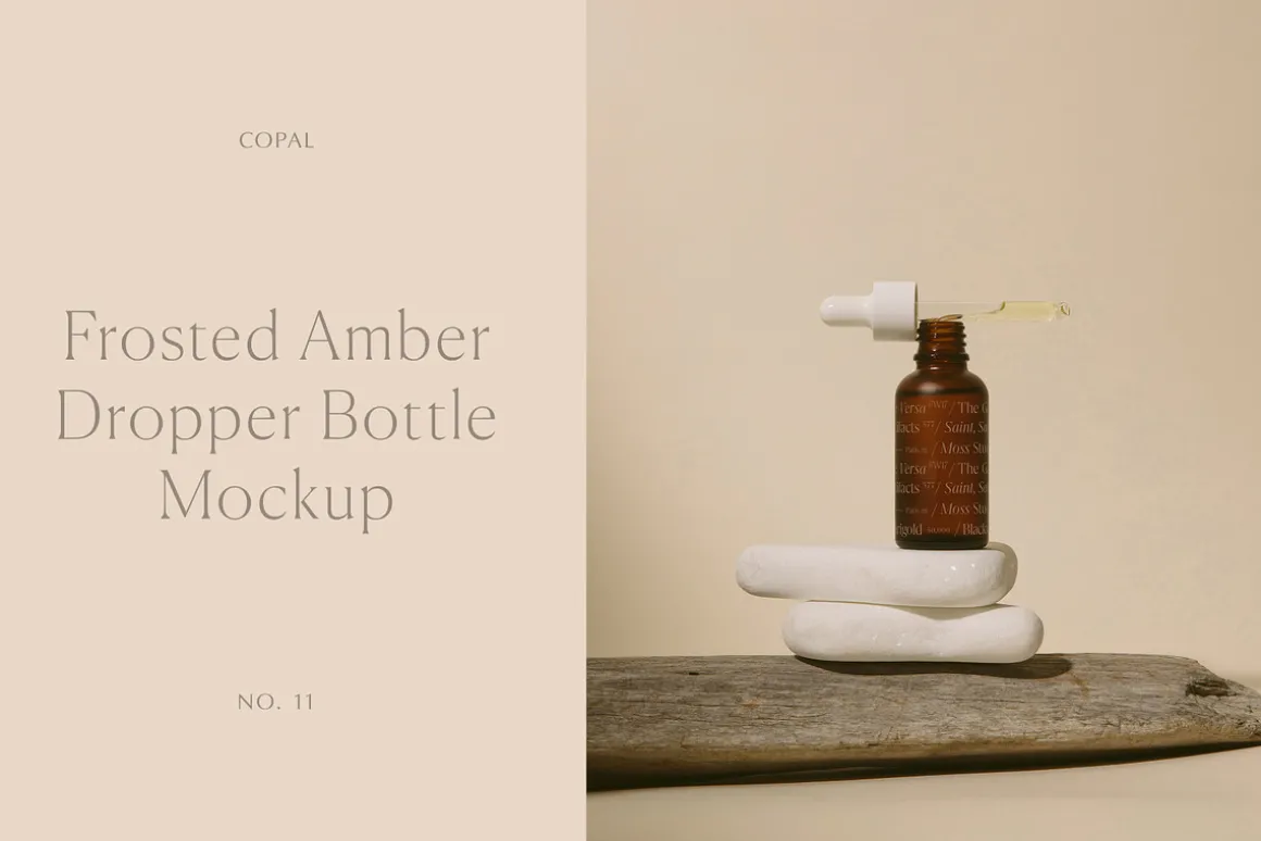Frosted Amber Bottle Mockup No. 11