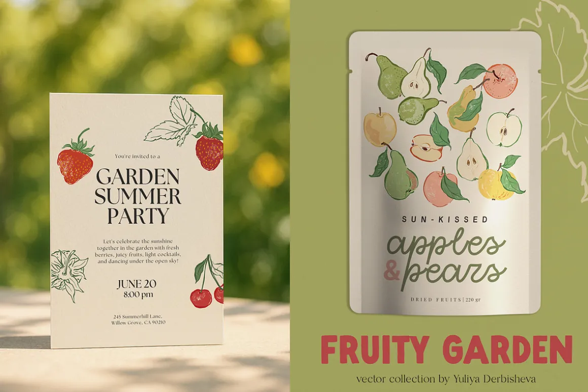 Fruit illustration vector poster