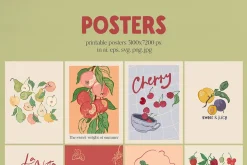 Fruit illustration vector poster